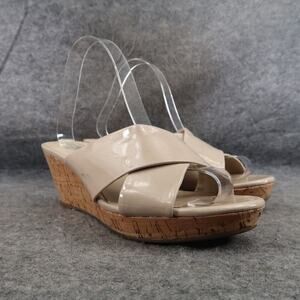 Nickels Shoes Womens 8.5 Sandal Wedge Slip On Criss Cross Patent Fashion Classic